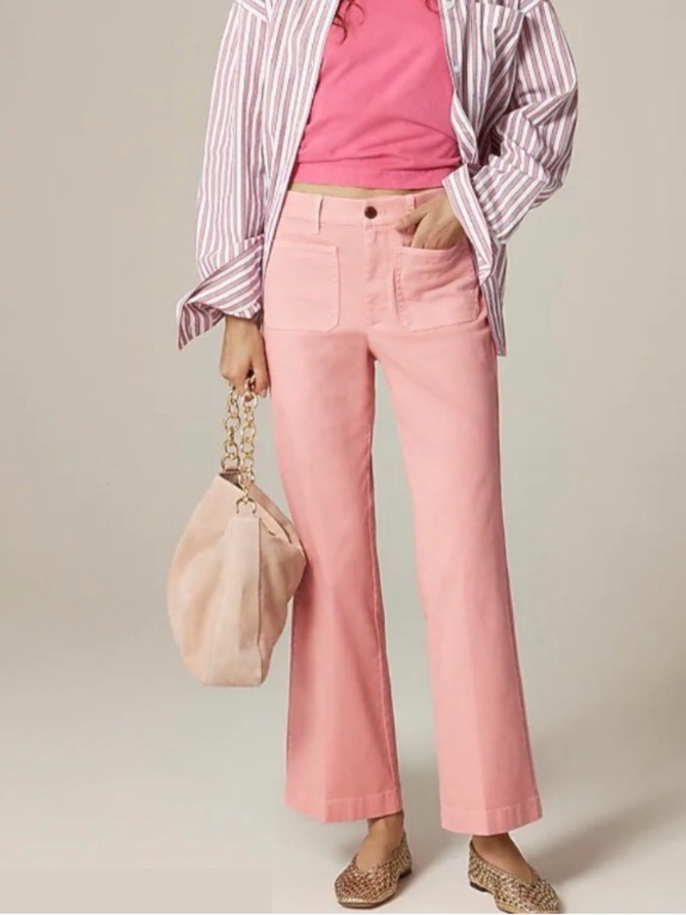 NWT J Crew Charley kickout cropped pant in chino‎ Pink #JC1